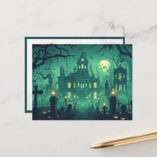 Haunted House under the Moonlight Postcard