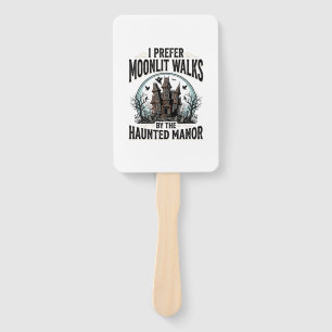 Haunted House Walks Funny Vintage Halloween Tee Hand Fan