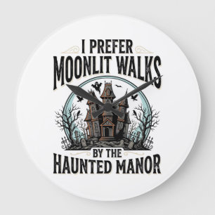 Haunted House Walks Funny Vintage Halloween Tee Large Clock