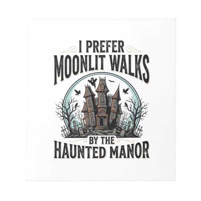 Haunted House Walks Funny Vintage Halloween Tee Notepad (Front)