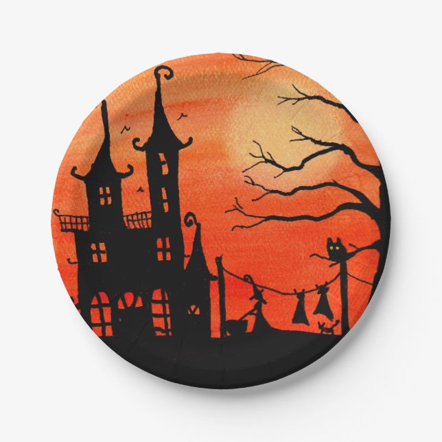 Haunted House Witch Chores Paper Plates (Front)