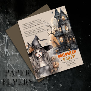 Haunted House   Witch Halloween Poem Invitation Flyer