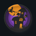 Haunted House Witch Purple Orange Halloween Party Paper Plate<br><div class="desc">Haunted House Witch Purple Orange Halloween Party Paper Plates</div>