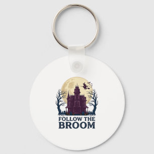Haunted House Witch Shirt Vintage Halloween Engrav Key Ring