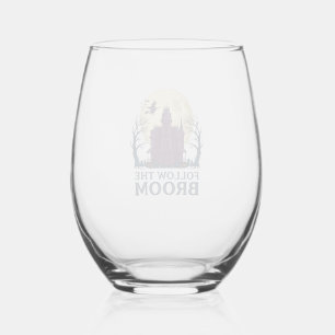 Haunted House Witch Shirt Vintage Halloween Engrav Stemless Wine Glass