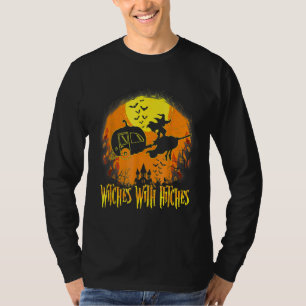 Haunted House Witches With Hitches Happy Halloween T-Shirt
