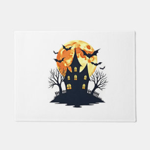 Haunted House with Bats � Spooky Halloween Tee Doormat