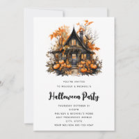 Haunted House with Pumpkins Halloween