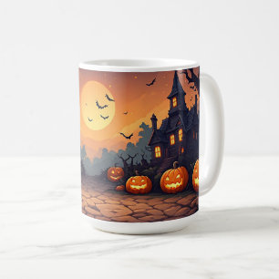 Haunted Houses Beneath A Halloween Moon 🎃 Coffee Mug