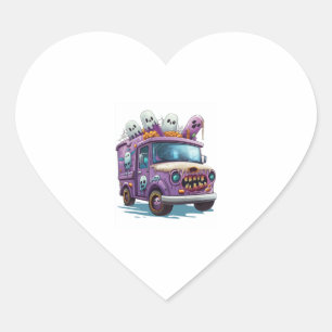 Haunted Ice Cream Truck Heart Sticker