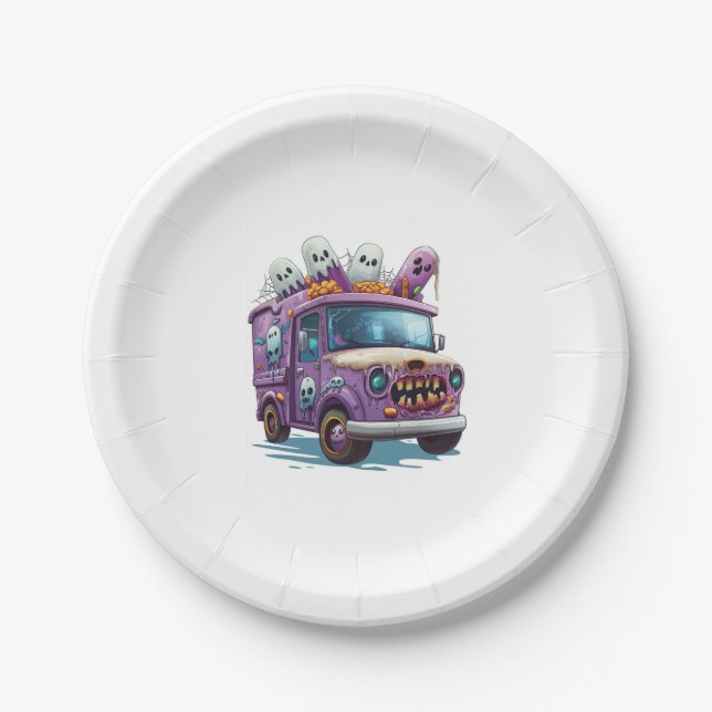  Haunted Ice Cream Truck Paper Plate (Front)