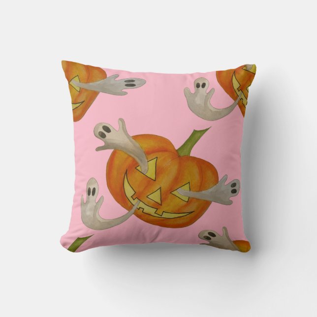 haunted jack o lantern cushion (Front)