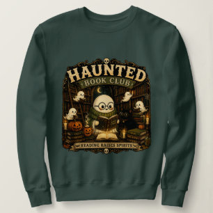 Haunted Library Ghost Reading Book Lover Halloween Sweatshirt