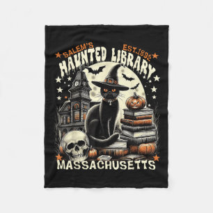 Haunted Library M Vintage Gothic Halloween Art  Fleece Blanket