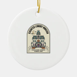 Haunted Library Salem Ghost Vintage Halloween_1 Ceramic Tree Decoration