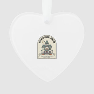 Haunted Library Salem Ghost Vintage Halloween_1 Ornament