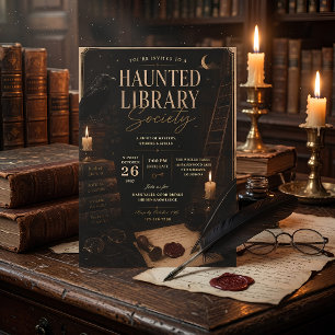 Haunted Library Society Halloween Party Holiday Card