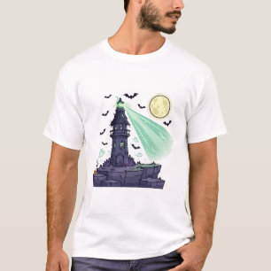 Haunted Lighthouse Ghost Light Halloween Night Art T-Shirt