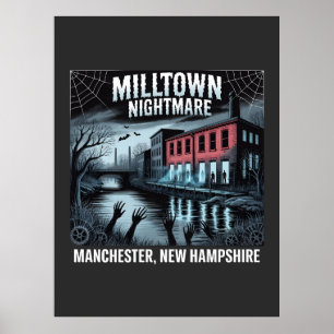 Haunted Manchester New Hampshire Ghost Design Poster
