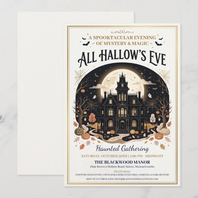 Haunted Manor Halloween Party Invitation (Front/Back)