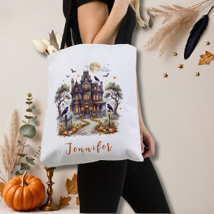 Haunted Manor Halloween Tote Bag