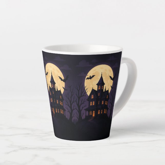 Haunted Manor - Midnight Coffee Ritual Latte Mug (Right Angle)