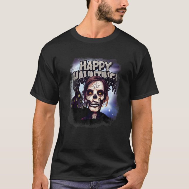 Haunted Mansion Creepy Skeleton Walking Zombie Cos T-Shirt (Front)