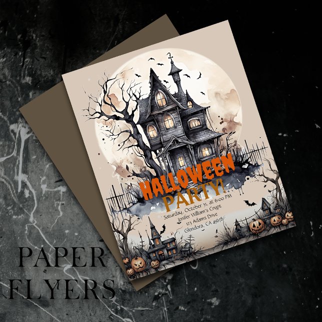 Haunted Mansion Halloween Spooky Party Invitation Flyer (Inexpensive and ideal Halloween invitations, perfect for inviting guests to your party.)