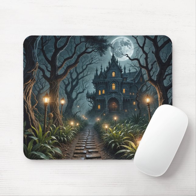 Haunted Mansion In Moonlight Mouse Pad (With Mouse)