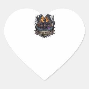 Haunted Mansion Tours Halloween Gothic House Cresc Heart Sticker