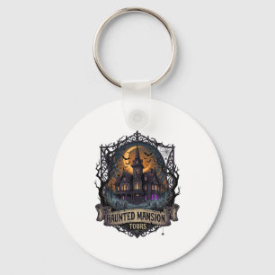 Haunted Mansion Tours Halloween Gothic House Cresc Key Ring