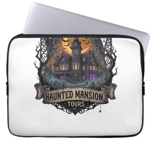 Haunted Mansion Tours Halloween Gothic House Cresc Laptop Sleeve
