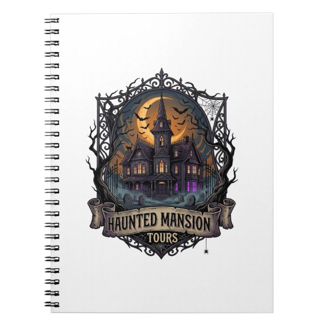 Haunted Mansion Tours Halloween Gothic House Cresc Notebook (Front)