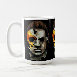 Haunted Mask with Cracks and Gold Detail Coffee Mug