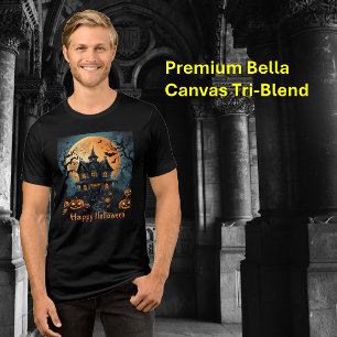 Haunted Mediaeval Castle Halloween  Tri-Blend Shirt