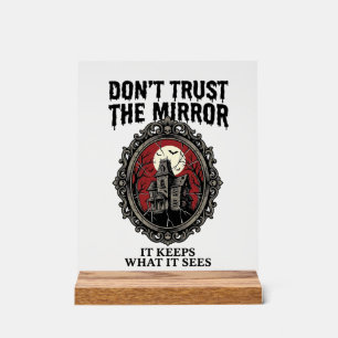 Haunted Mirror Shirt Vintage Engraving Gothic Hous Acrylic Sign