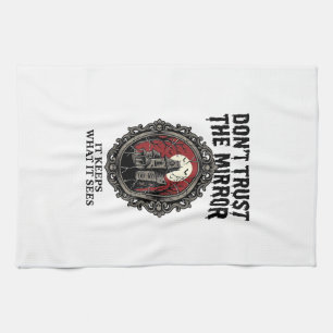 Haunted Mirror Shirt Vintage Engraving Gothic Hous Tea Towel