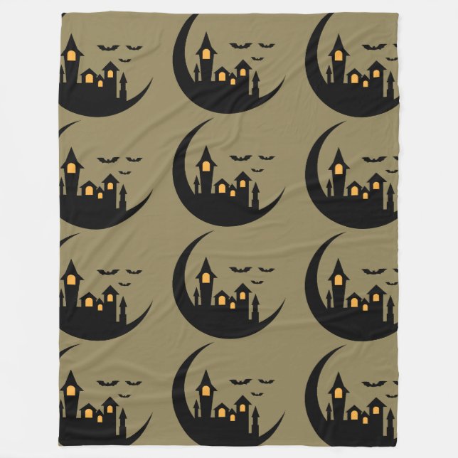 Haunted Moon Castle Pattern Fleece Blanket (Front)