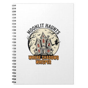 Haunted Moon Shirt Vintage Engraving Spooky House  Notebook