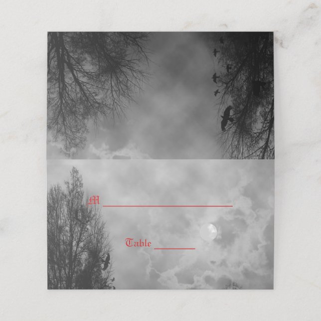 Haunted Moon Sky with Ravens Place Cards (Outside Unfolded)