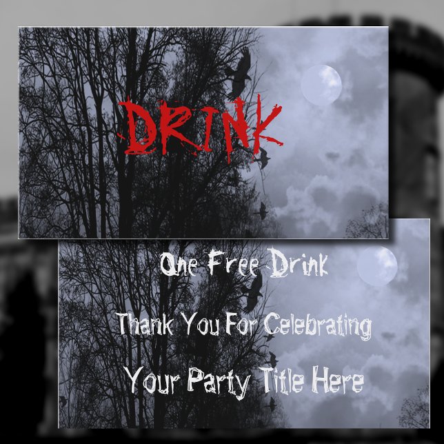 Haunted Moon with Ravens Blue Mist Drink Ticket (Creator Uploaded)