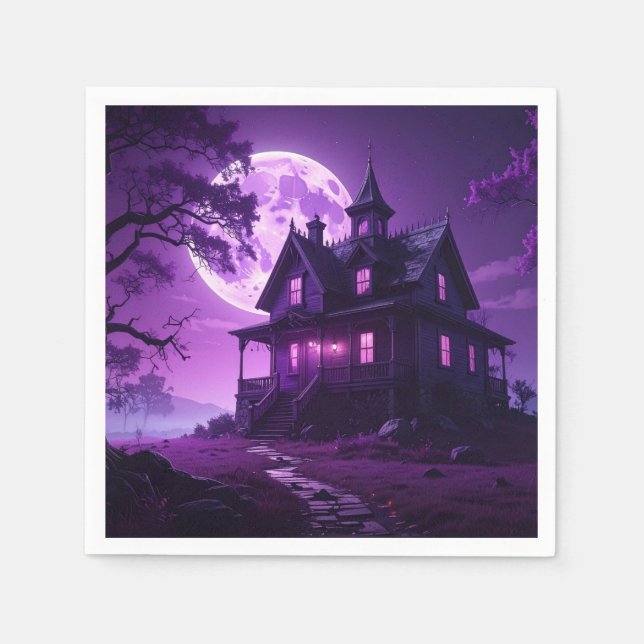 Haunted Moonlight House Napkin (Front)