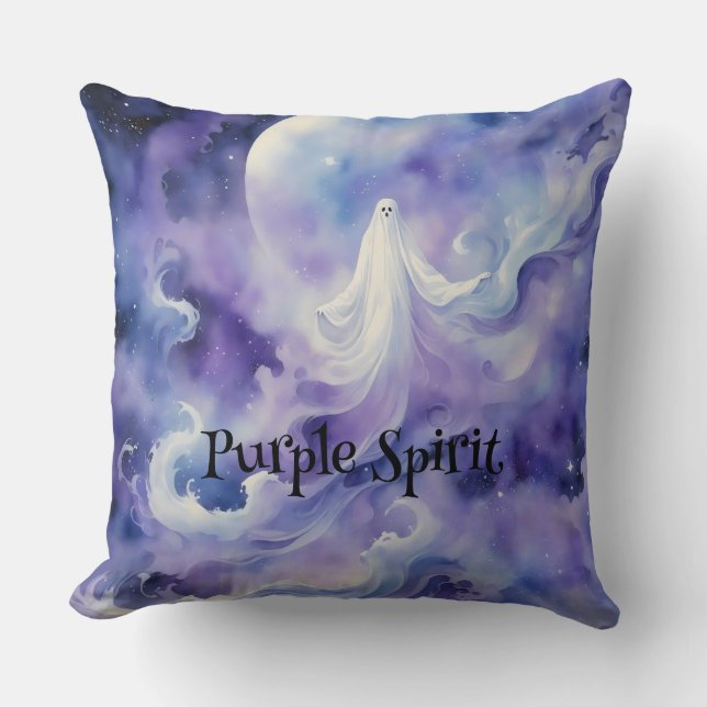Haunted Night - Ghostly Spirit in the Stars Cushion (Front)
