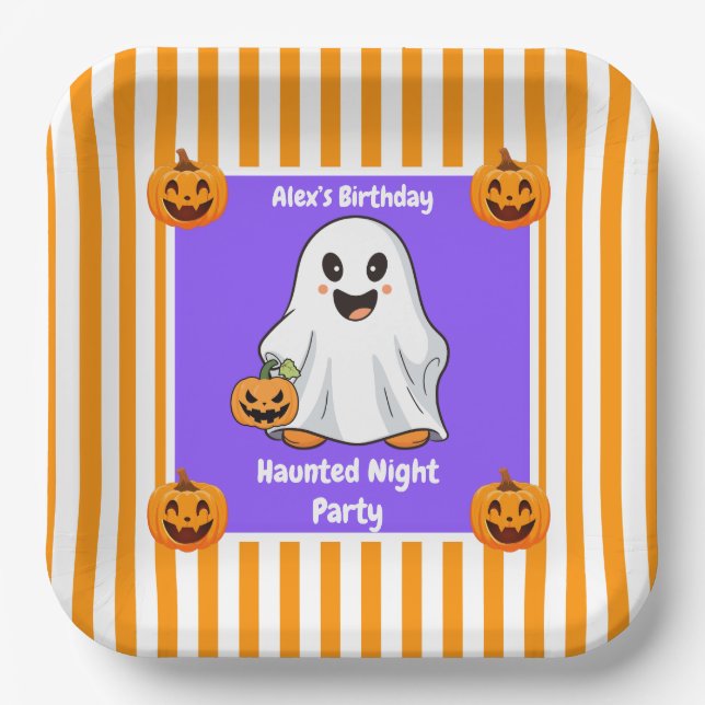 Haunted Night Party Birthday  – Halloween night Paper Plate (Front)