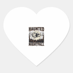 Haunted Night Shirt Vintage Engraving Halloween De Heart Sticker