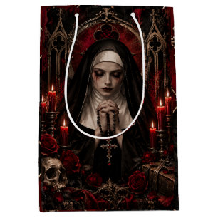 Haunted Nun Gothic Halloween Medium Gift Bag