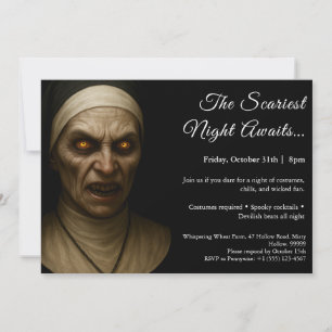 Haunted Nun Halloween Costume Party Invitation