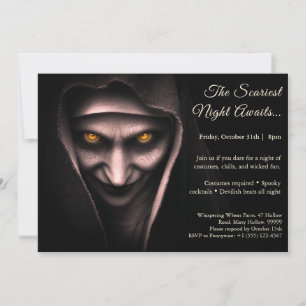 Haunted Nun Halloween Costume Party Invitation