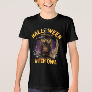 Haunted Owl Witch Graphic for Magical Halloween Tri-Blend Shirt