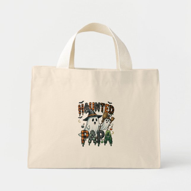 Haunted Papa Halloween Ghost Design Mini Tote Bag (Front)